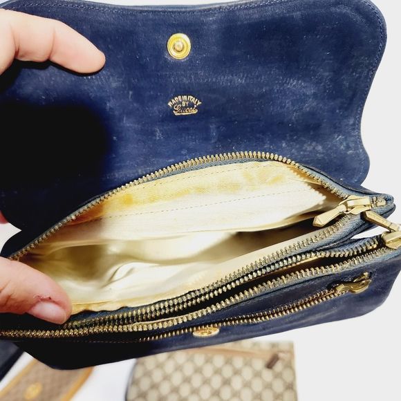 2 Authentic Vintage gucci 80s rare pouches bags clutches pieces - Picture 14 of 16